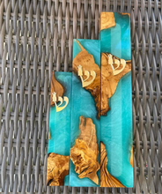 Load image into Gallery viewer, Wood &amp; Epoxy Turquoise Mezuzah
