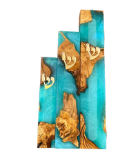 Load image into Gallery viewer, Wood &amp; Epoxy Turquoise Mezuzah
