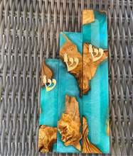 Load image into Gallery viewer, Wood &amp; Epoxy Turquoise Mezuzah
