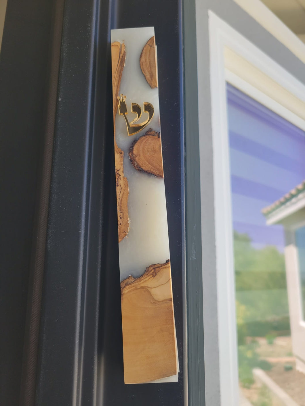 Wood & Epoxy White Mezuzah